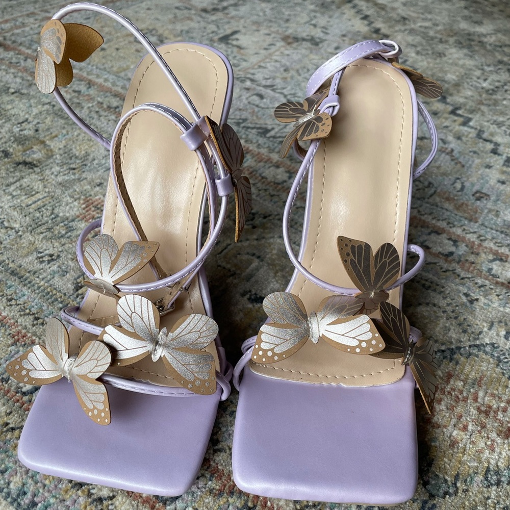 Lilac Purple with Butterflies - Shein High Heels